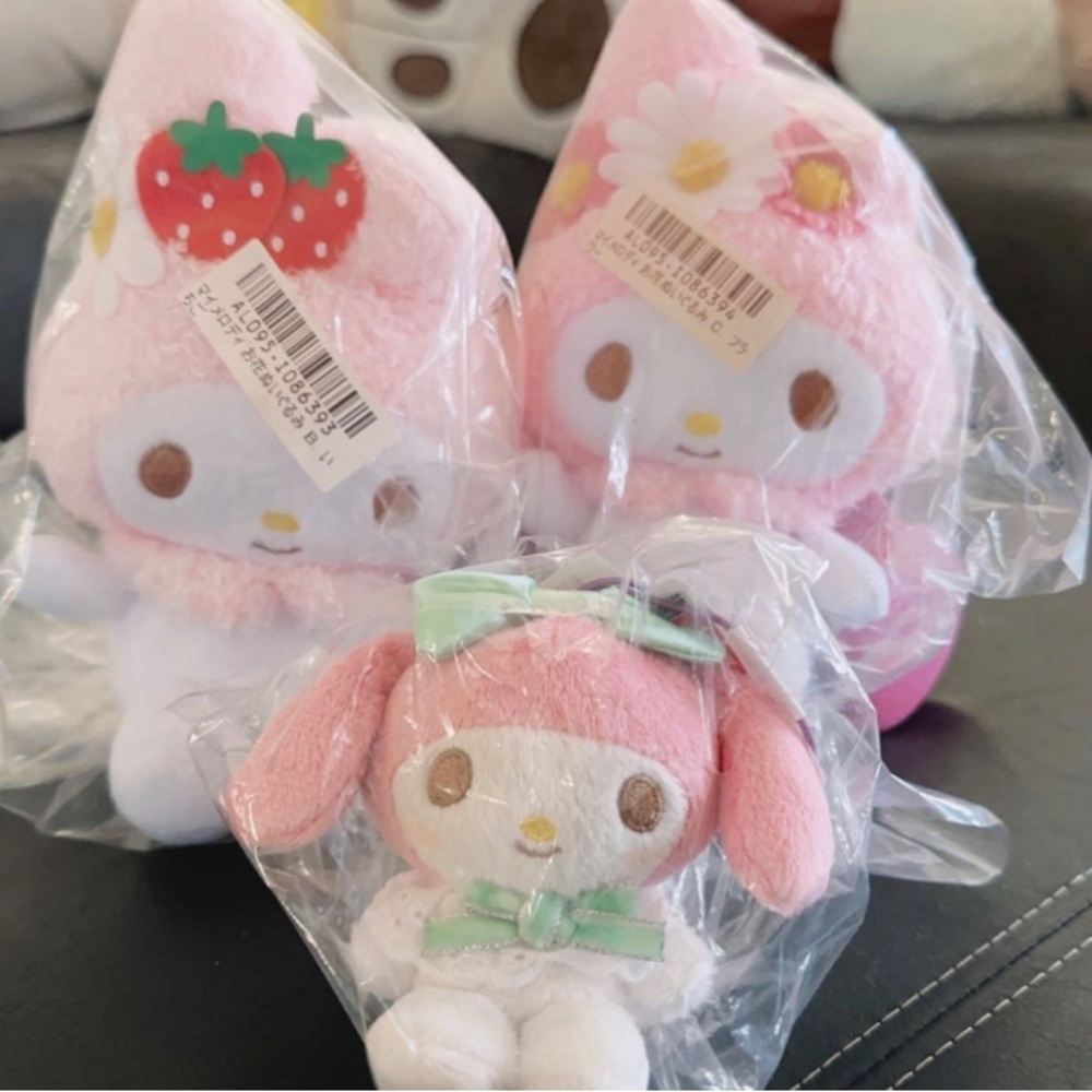 My melody Pink collection set of 3 Plushies from Japan